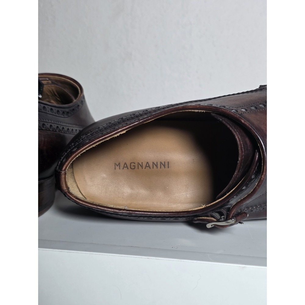 Magnanni Monk Strap shoes Sz 9.5 Burnished Tips $495+ Retail Rare Designer - Picture 6 of 9